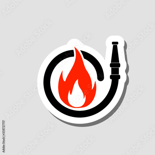 Fire station sticker icon on gray background