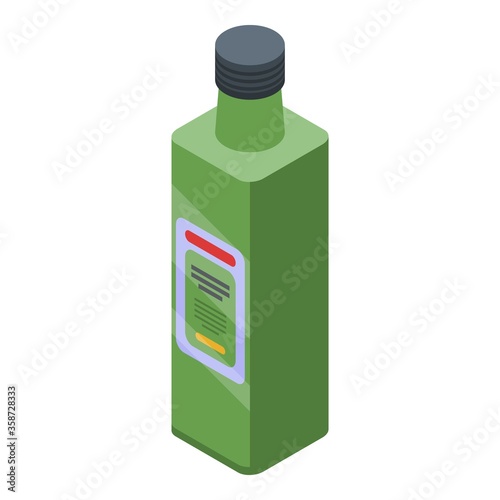 Mediterranean olive oil bottle icon. Isometric of mediterranean olive oil bottle vector icon for web design isolated on white background