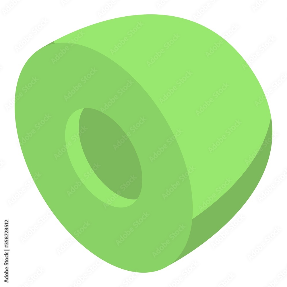 Half green olive icon. Isometric of half green olive vector icon for web design isolated on white background Half green olive icon. Isometric of half green olive vector icon for web design isolated on white background