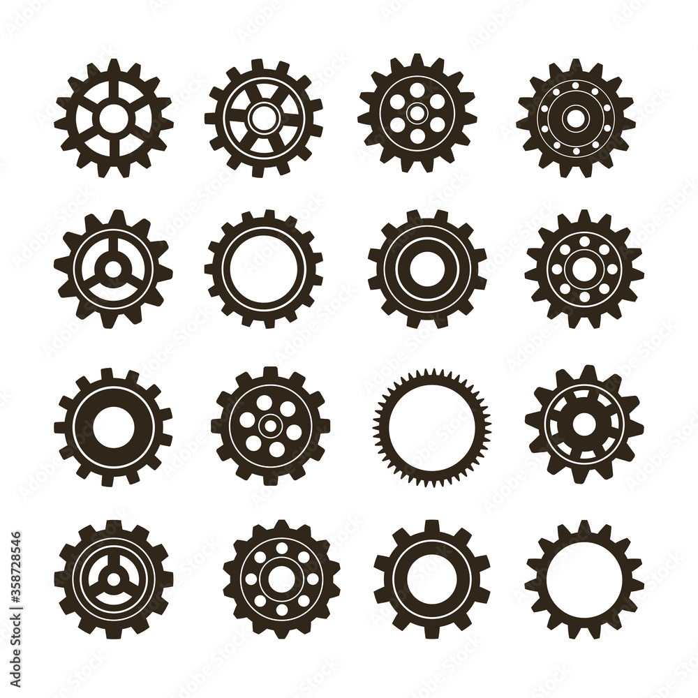 Set of gears on a white background. Vector collection of icons. Set of gears on a white background. Vector collection of icons.