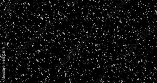 Large and small snowflakes. Isolated falling snow, Alpha, Ethereal, Intense, Storm, 4k, looped animation