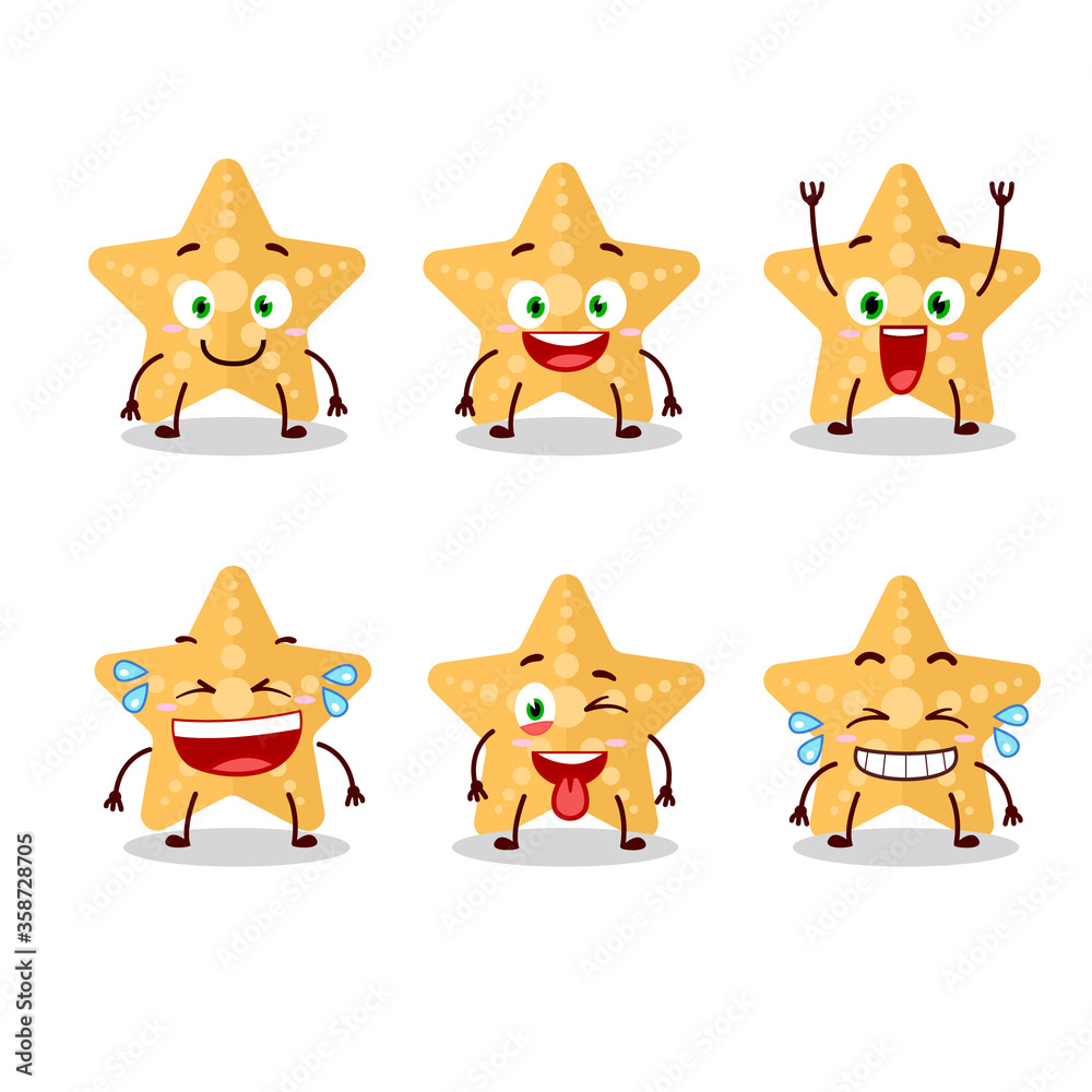 Cartoon character of yellow starfish with smile expression Cartoon character of yellow starfish with smile expression