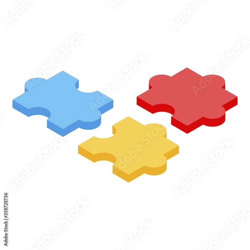 Kindergarten puzzle icon. Isometric of kindergarten puzzle vector icon for web design isolated on white background