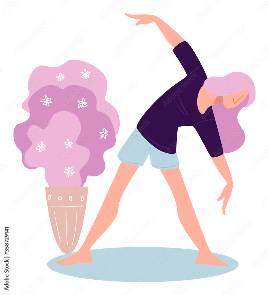 Woman working out at home, healthy lifestyle activities Woman working out at home, healthy lifestyle activities