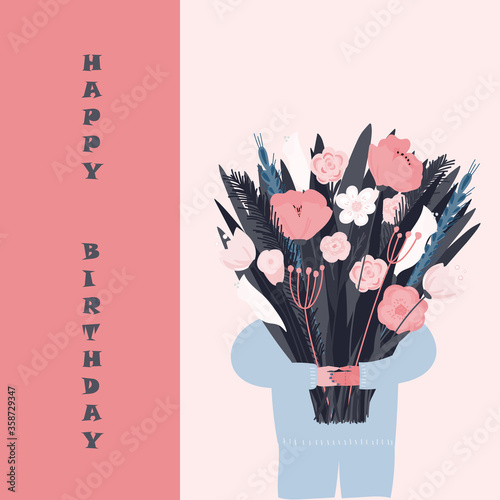 Floral bouquet greeting card design.