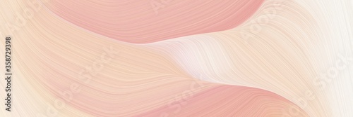 abstract decorative horizontal banner with baby pink, peach puff and linen colors. fluid curved flowing waves and curves for poster or canvas