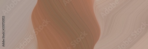 abstract flowing horizontal banner with rosy brown, pastel brown and gray gray colors. fluid curved flowing waves and curves for poster or canvas
