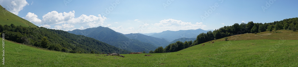Panoramic view of the mountains in summer