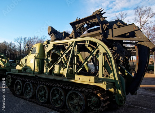 Photography column of Soviet auxiliary military equipment in the Museum, Russia