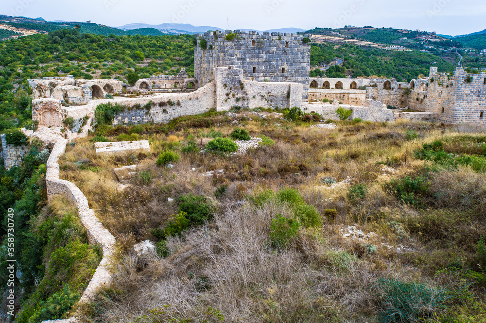 It's The Nimrod Fortress or Nimrod's Fortress, a medieval fortress situated in the northern Golan Heights, on a ridge rising about 800 m (2600 feet) above sea level. Syria