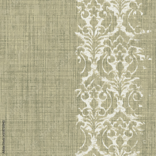 Ikat geometric folklore ornament. Oriental vector damask pattern. Ancient art of Arabesque. Tribal ethnic texture. Spanish motif on the carpet. Aztec style. Indian rug. Gypsy, Mexican embroidery.