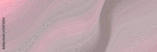 abstract decorative designed horizontal banner with pastel purple, dark gray and light pink colors. fluid curved lines with dynamic flowing waves and curves for poster or canvas