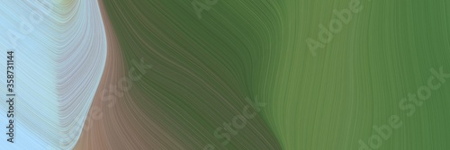 abstract artistic designed horizontal header with dark olive green, light steel blue and rosy brown colors. fluid curved lines with dynamic flowing waves and curves for poster or canvas