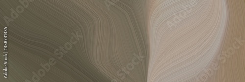 abstract decorative header with pastel brown, dim gray and dark gray colors. fluid curved flowing waves and curves for poster or canvas