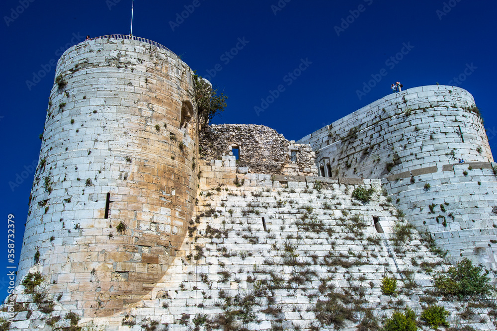 It's Part of the Krak des Chevaliers, a Crusader castle in Syria - obrazy, fototapety, plakaty 