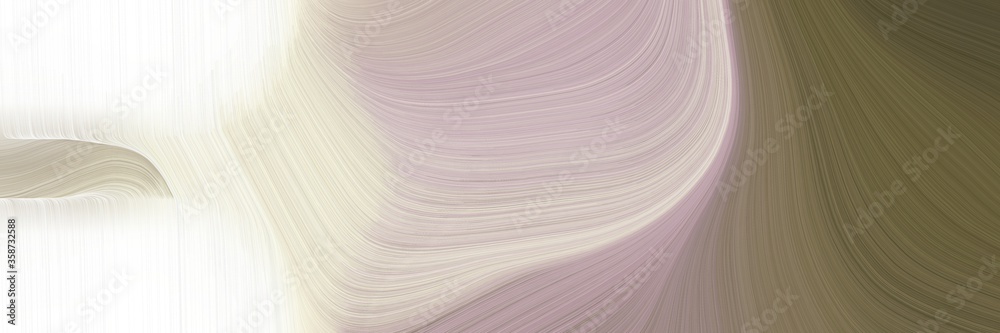 abstract moving horizontal banner with pastel gray, pastel brown and light gray colors. fluid curved lines with dynamic flowing waves and curves for poster or canvas