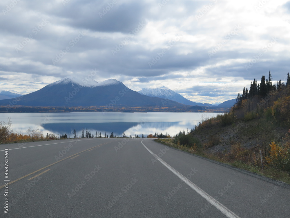 a road somewhere between the Kluane National Park and Carcross, Canada, September