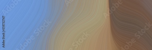 abstract dynamic banner design with gray gray, corn flower blue and old mauve colors. fluid curved flowing waves and curves for poster or canvas © Eigens