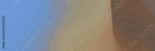 abstract dynamic banner design with gray gray, corn flower blue and old mauve colors. fluid curved flowing waves and curves for poster or canvas