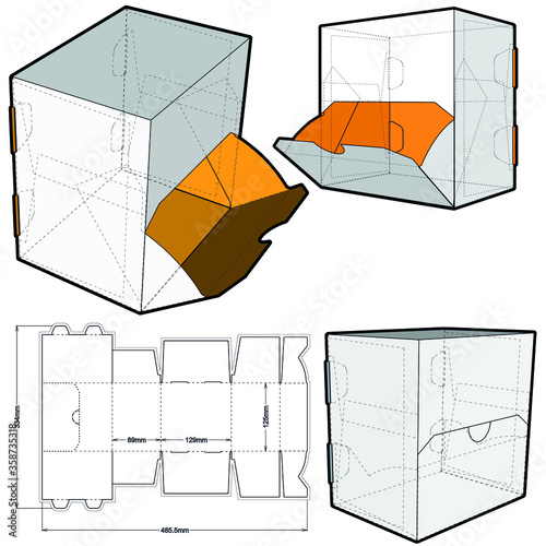 Dispenser Box and Die-cut Pattern. The .eps file is full scale and fully functional. Prepared for real cardboard production.