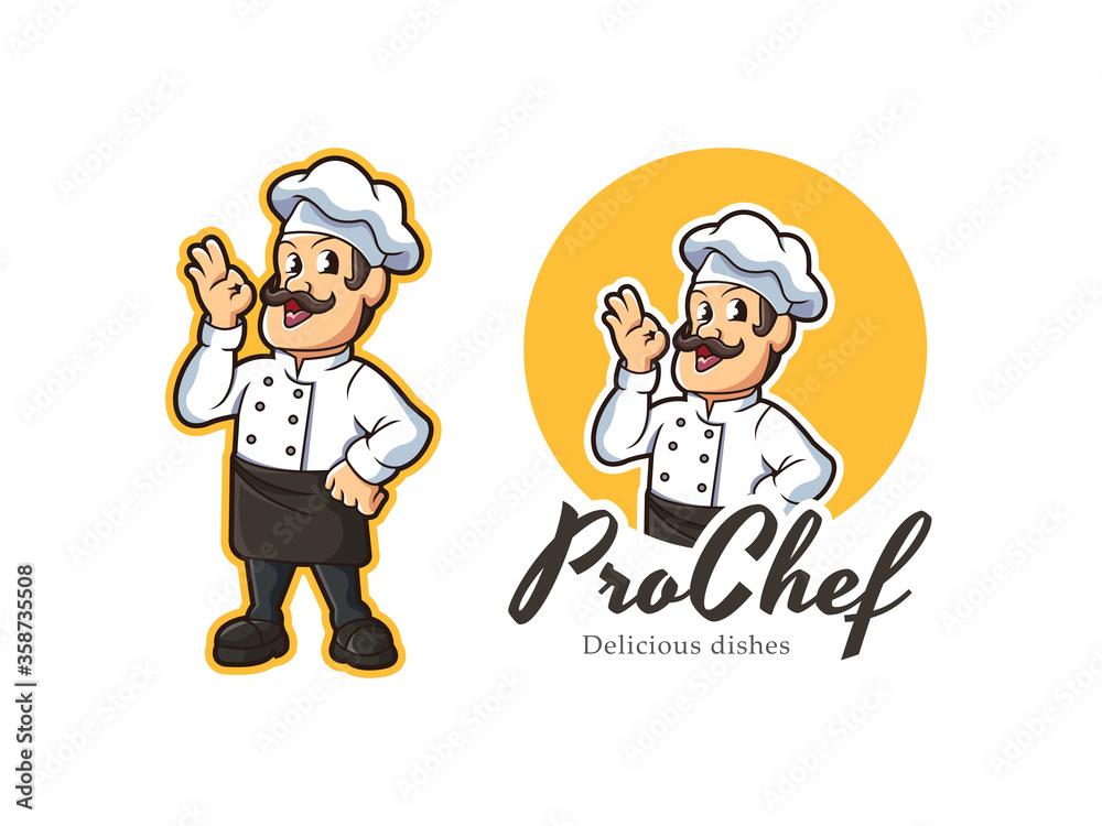 Chef mascot logo vector