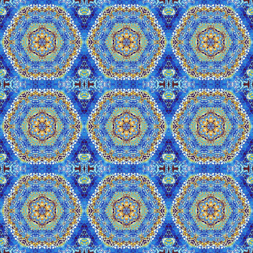 Abstract pattern. Square ornamental regular background. Seamless pattern. Vintage mosaic art pattern.