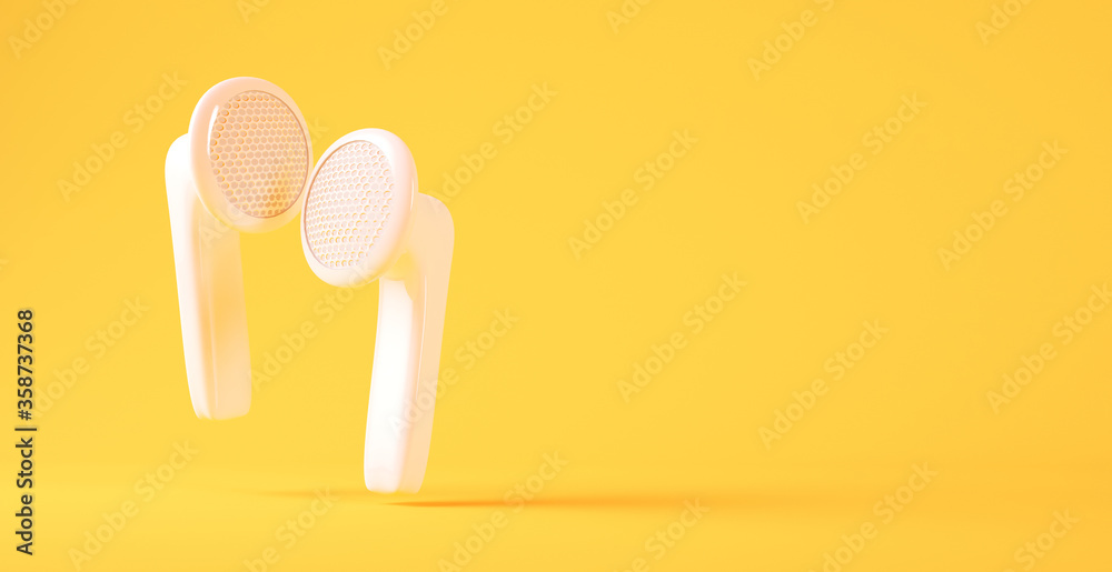 Obraz premium White wireless earphones background