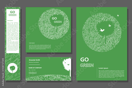 GO GREEN creative concept for poster, flyer and business card design templates, Eco-friendly design business template, vector illustration, green version
