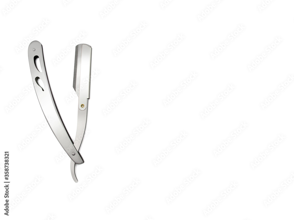 Obraz premium Straight Razor silver color on white background
