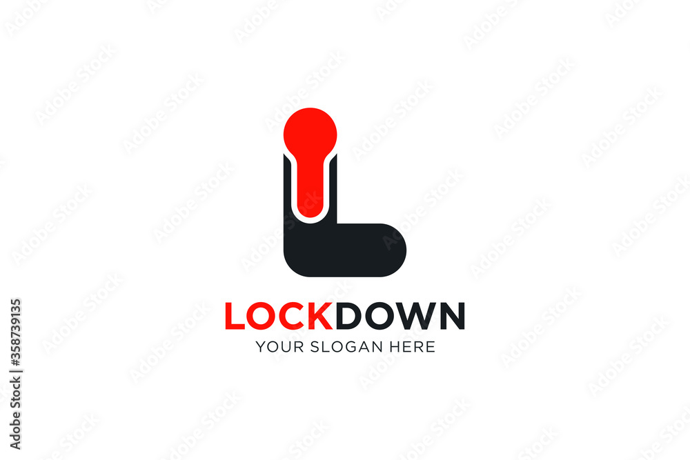 Protection Security Logo. Black Rounded Shape Initial Letter L with Red ...