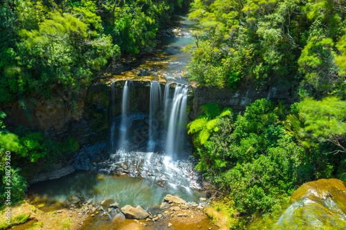 Panoramic View of Mokoroa Waterfalls, Auckland New Zealand