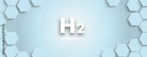 H2 Hydrogen Blue Hexagon Structure Header 2