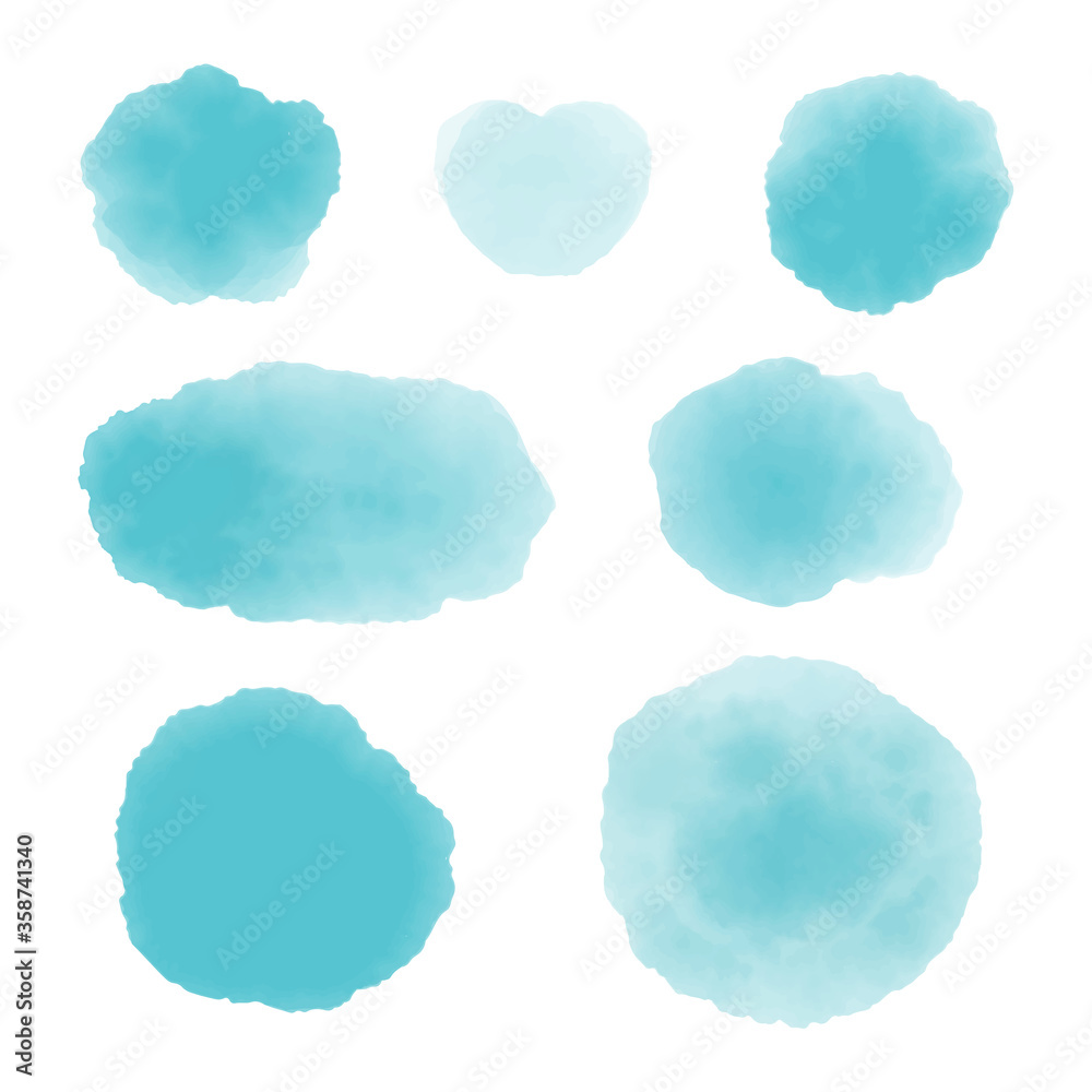 Watercolor vector stains as set of decoration elements