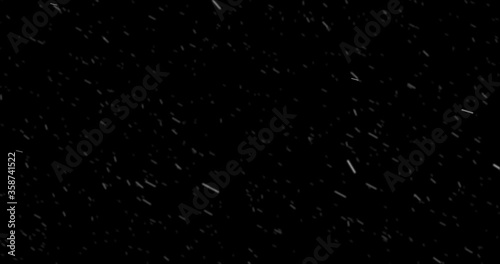 Motion with falling snow against transparent background. Seamless 4k asbtract footage