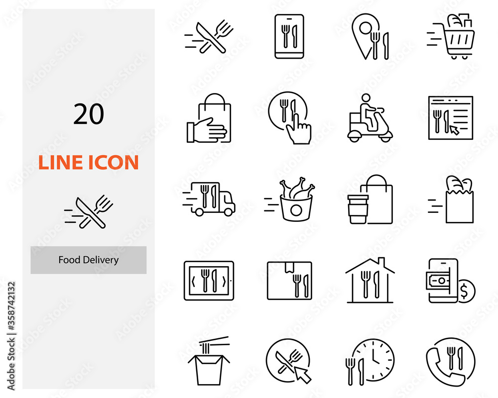 set of food delivery icons, customer service, fast delivery set of food delivery icons, customer service, fast delivery