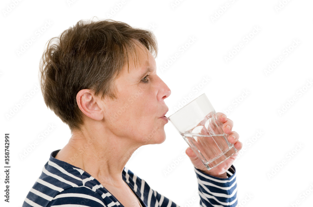 Mature woman drink water