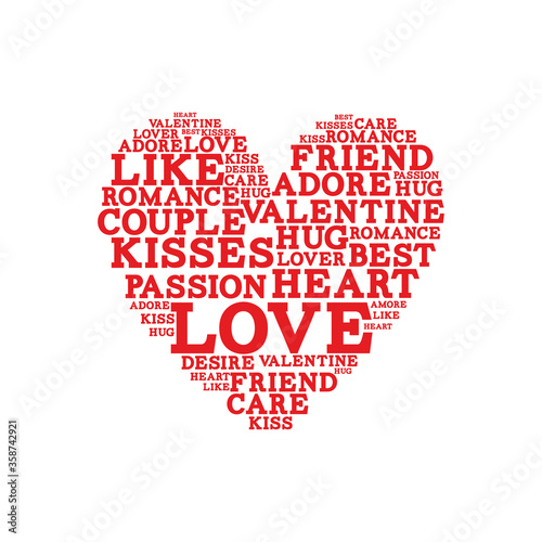 Romantic love heart word cloud for valentines day