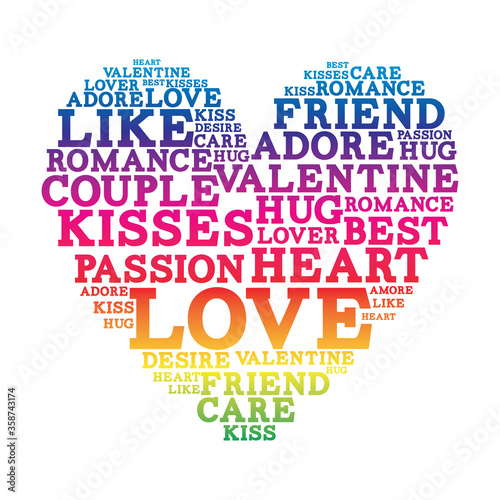 Romantic love heart word cloud for valentines day
