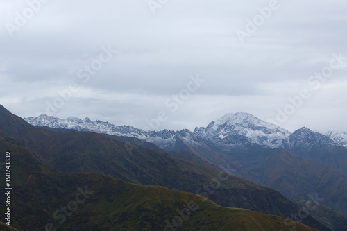 lower Himalayan mountain range with snow and clouds © deepak