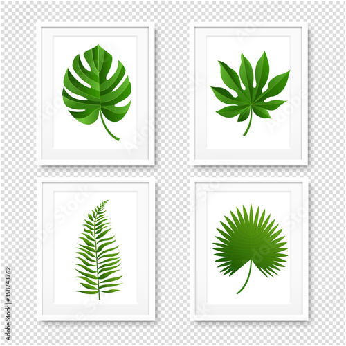 Picture Frame With Palms Leaves Isolated With Gradient Mesh  Vector Illustration