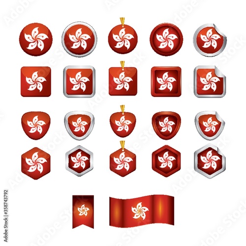 collection of hong kong flag icons