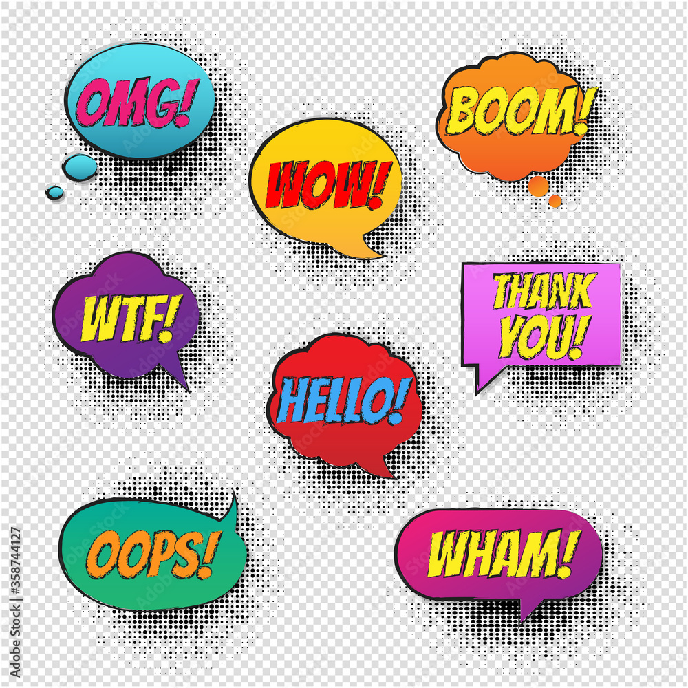Retro Speech Bubble Transparent Background, Vector Illustration. Retro Speech Bubble Transparent Background, Vector Illustration.