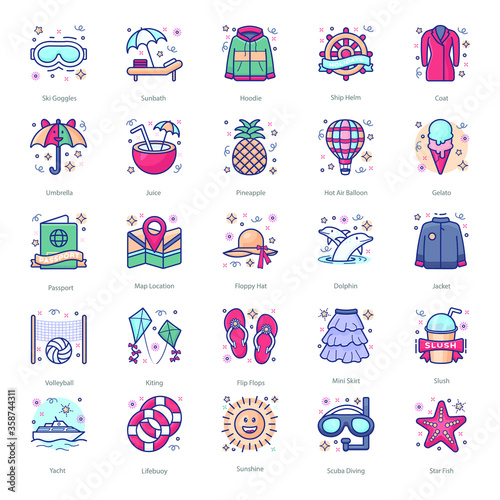 
Winter Season Accessories Flat Icons Pack 
 photo