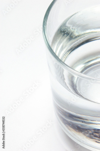 Glass of Water, Close Up on white background .