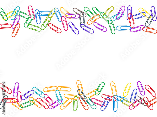 Stationary paperclips isolated on white background