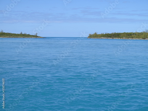 the view of Current Island  on the left  and Eleuthera Island  on the right  in the month of February  Bahamas