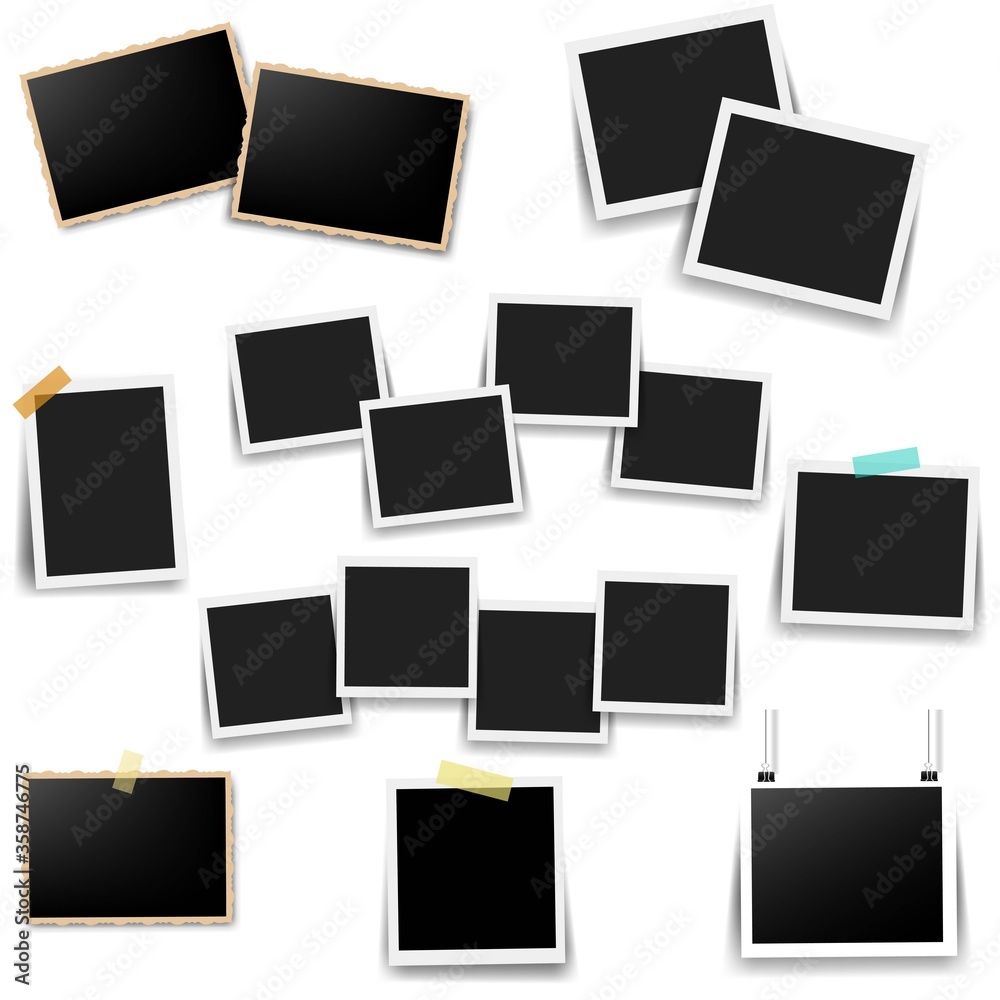 Photo Frame Set With White Background With Gradient Mesh, Vector Illustration Photo Frame Set With White Background With Gradient Mesh, Vector Illustration