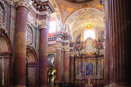 Poznan, Poland - May 05, 2015: Columns And Interiors Of A Fara Poznanska Baroque Parish And Collegiate Church