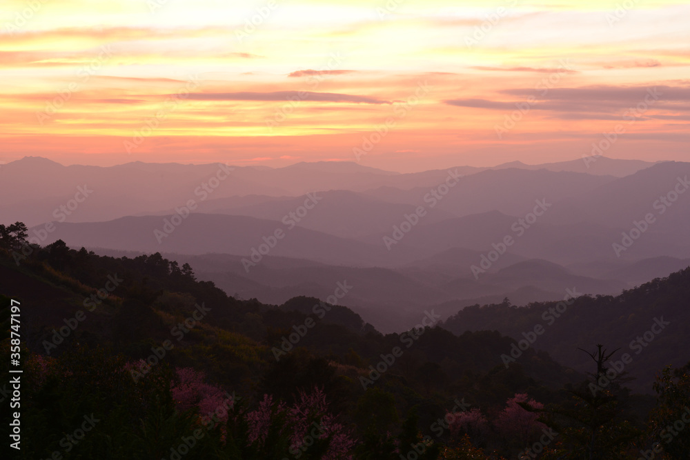 Amazing twilight over the mountain at Doi Inthanond national park. Chiang Mai, Thailand. Amazing twilight over the mountain at Doi Inthanond national park. Chiang Mai, Thailand.
