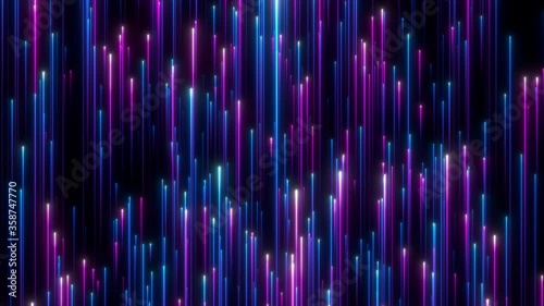 Looped animation. Futuristic abstract colorful background in bright neon blue and violet colors. Retro colorful wallpaper. 3d rendering.
